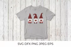 Cute cartoon gnomes holding heart SVG. Red buffalo plaid. Product Image 2