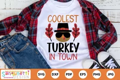 Coolest Turkey in Town SVG, Thanksgiving for boys Product Image 1