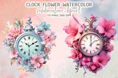 Clock Flower Watercolor Sublimation Clipart Product Image 4
