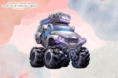 Colorful Cyberpunk Monster Truck Sublimation Clipart Product Image 4