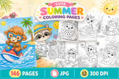 Cute Summer Animals Coloring Pages Bundle, Coloring book Product Image 1