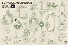 Victorian Christmas Procreate Stamps Product Image 4