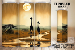 4 Giraffe Tumbler Sublimation, 20 oz Tumbler Wrap Product Image 3