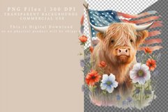 Calf sublimation, Patriotic clipart, Highland cow clipart Product Image 2