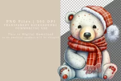 Polar bear clipart, Christmas clipart, Winter sublimation Product Image 2