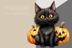 Black kitten clipart, Halloween clipart, Watercolor lcipart Product Image 2