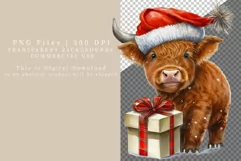 Highland Calf clipart, Christmas clipart, Winter sublimation Product Image 2