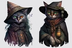Witch cat clipart, Halloween clipart, Goth sublimation Product Image 3