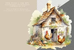 Chicken coop clipart, Farm clipart, Watercolor clipart, Product Image 2