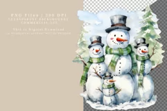 Snowmen clipart, Christmas clipart, Watercolor clipart Product Image 2