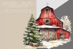 Christmas clipart, Red barn clipart, Barn clipart Product Image 2