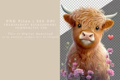 Highland cow clipart, Love clipart, Spring clipart Product Image 2