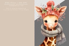 Giraffe clipart, Winter clipart, Watercolor clipart Product Image 2