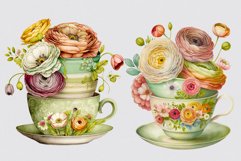 Ranunculus clipart, Flowers sublimation, Spring clipart Product Image 3