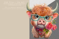 Highland calf clipart, Valentines Day, Birthday clipart Product Image 2