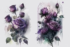 Gothic clipart, Purple roses clipart, Halloween sublimation Product Image 3