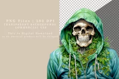 Skeleton wearing hoodie clipart, Skeleton clipart, Gothic Product Image 2
