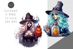 Witch clipart, Halloween clipart, Halloween sublimation Product Image 1