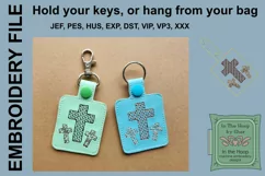 3 Crosses Key Fob - Embroidery Design Product Image 1