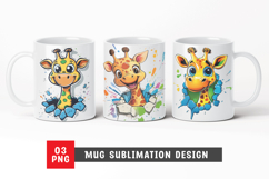 Cute giraffe mug design, mug sublimation, animal png Product Image 1
