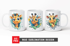 Cute giraffe mug design, mug sublimation, animal png Product Image 1