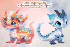 Cute Baby Dragon Watercolor Sublimation Clipart Product Image 4