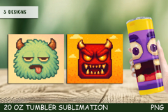 Pixel Monster Tumbler Wrap, Monster Sublimation Product Image 1