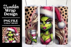 Leopard Bougie Christmas Tumbler Wrap Sublimation Green Girl Product Image 1
