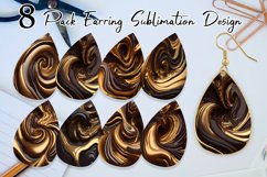Earring teardrop sublimation design 3D Liquid chocolate gold Product Image 1