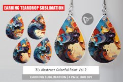 Earring Teardrop 3D Abstract Paint Colorful Product Image 1