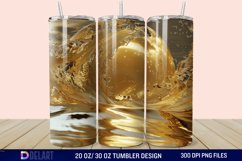 3D Abstract Golden Moon Tumbler Wrap Product Image 1