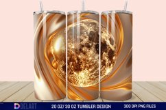 3D Abstract Golden Moon Tumbler Wrap Product Image 1