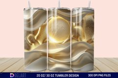 3D Abstract Golden Moon Tumbler Wrap Product Image 1