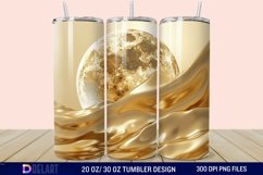 3D Abstract Golden Moon Tumbler Wrap Product Image 1