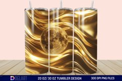 3D Abstract Golden Moon Tumbler Wrap Product Image 1