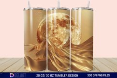 3D Abstract Golden Moon Tumbler Wrap Product Image 1