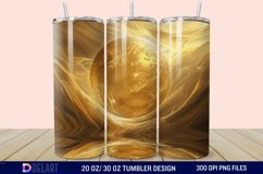 3D Abstract Golden Moon Tumbler Wrap Product Image 1