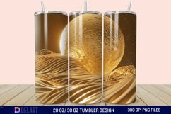 3D Abstract Golden Moon Tumbler Wrap Product Image 1
