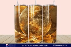 3D Abstract Golden Moon Tumbler Wrap Product Image 1