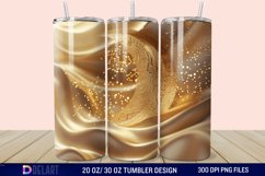 3D Abstract Golden Moon Tumbler Wrap Product Image 1