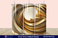 3D Abstract Golden Moon Tumbler Wrap Product Image 1