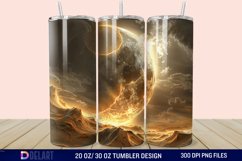 3D Abstract Golden Moon Tumbler Wrap Product Image 1