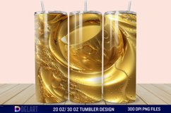 3D Abstract Golden Moon Tumbler Wrap Product Image 1