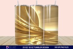 3D Abstract Golden Moon Tumbler Wrap Product Image 1