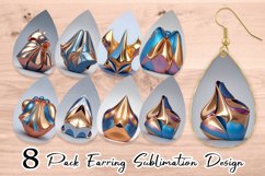 3D Abstract Shape Metallic Earring teardrop sublimation desi Product Image 1