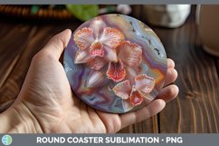 Gorgeous3D Agate Flowers Round Coaster design.