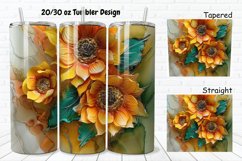3D Alcohol Ink Sunflowers 20/30oz Skinny Tumbler Product Image 1