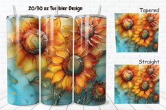 3D Alcohol Ink Sunflowers 20/30oz Skinny Tumbler Product Image 1
