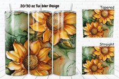 3D Alcohol Ink Sunflowers 20/30oz Skinny Tumbler Product Image 1