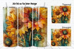 3D Alcohol Ink Sunflowers 20/30oz Skinny Tumbler Product Image 1